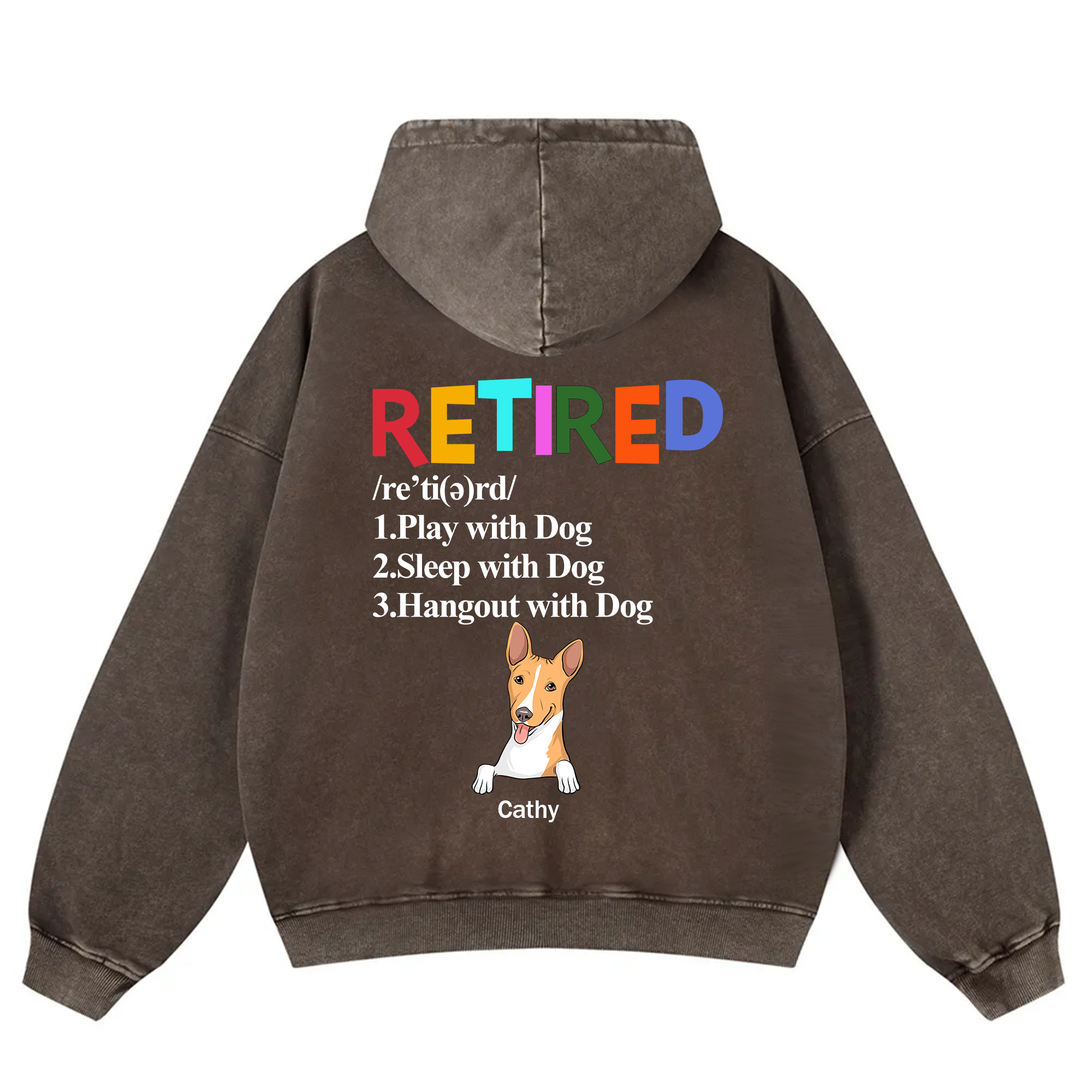 Retired,Play With Dog - Personalized Custom Unisex Washed Hoodie