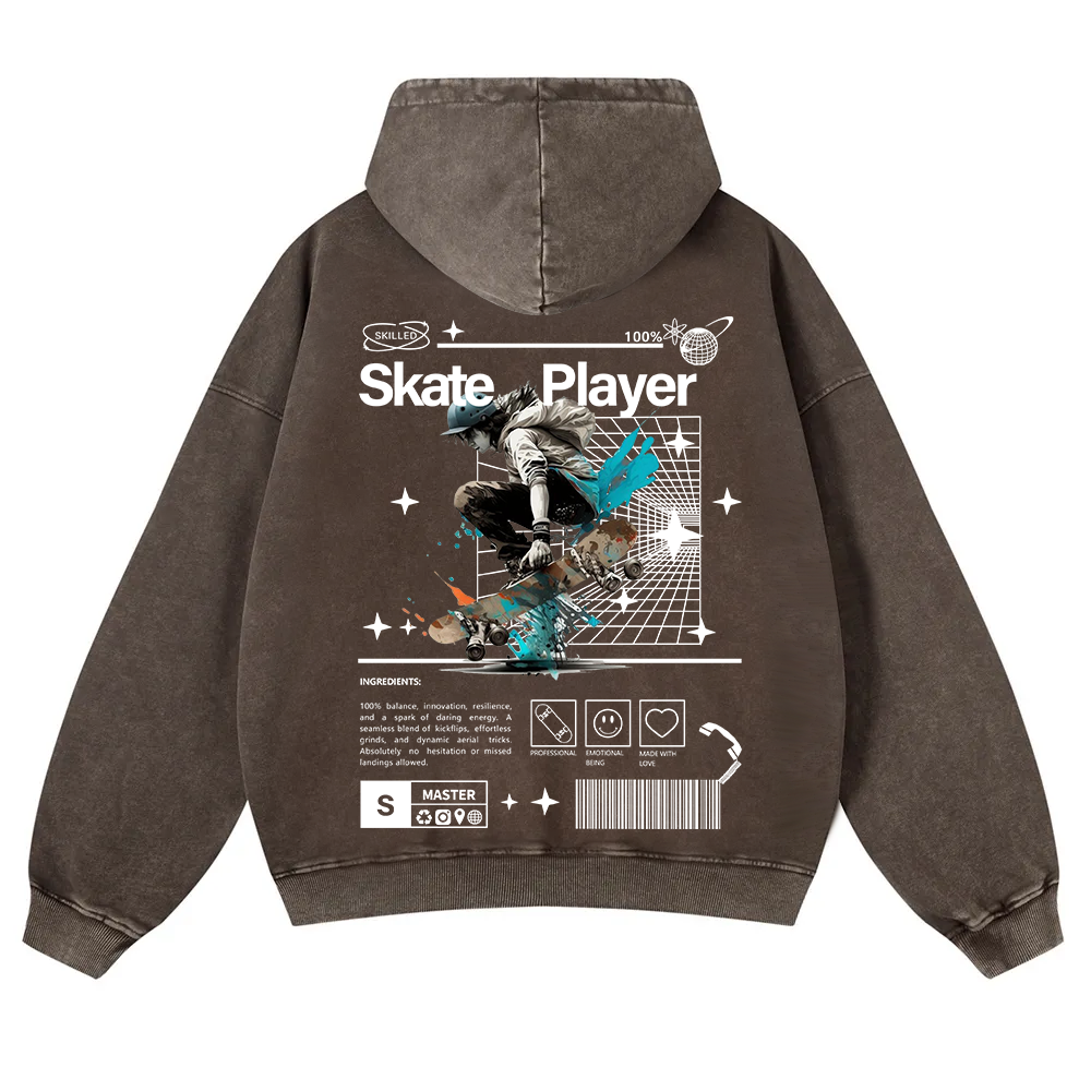 Skate Player  Washed Hoodie wearishow