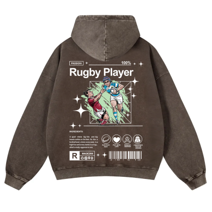 Rugby Player Washed Hoodie wearishow