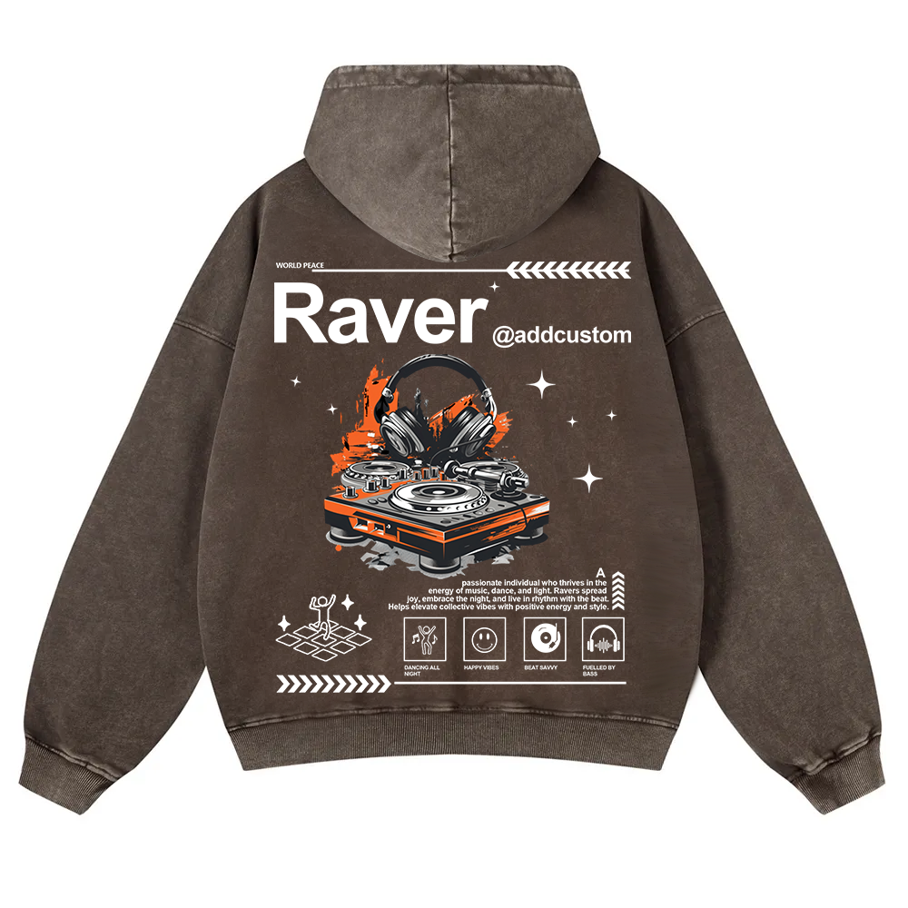 Addcustom Raver Washed Hoodie wearishow