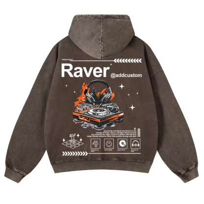 Addcustom Raver Washed Hoodie wearishow