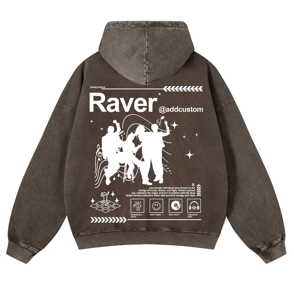 Addcustom Raver Washed Hoodie wearishow