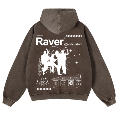 Addcustom Raver Washed Hoodie wearishow