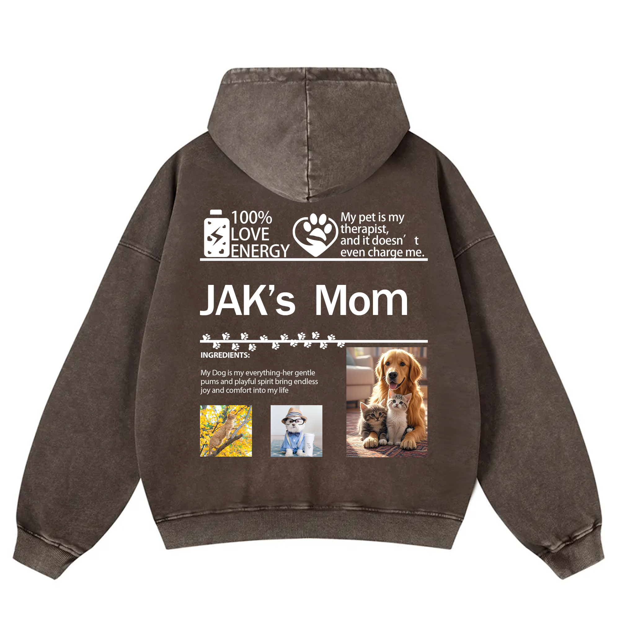 Pet Photo Creative Customized Unisex Washed Hoodie