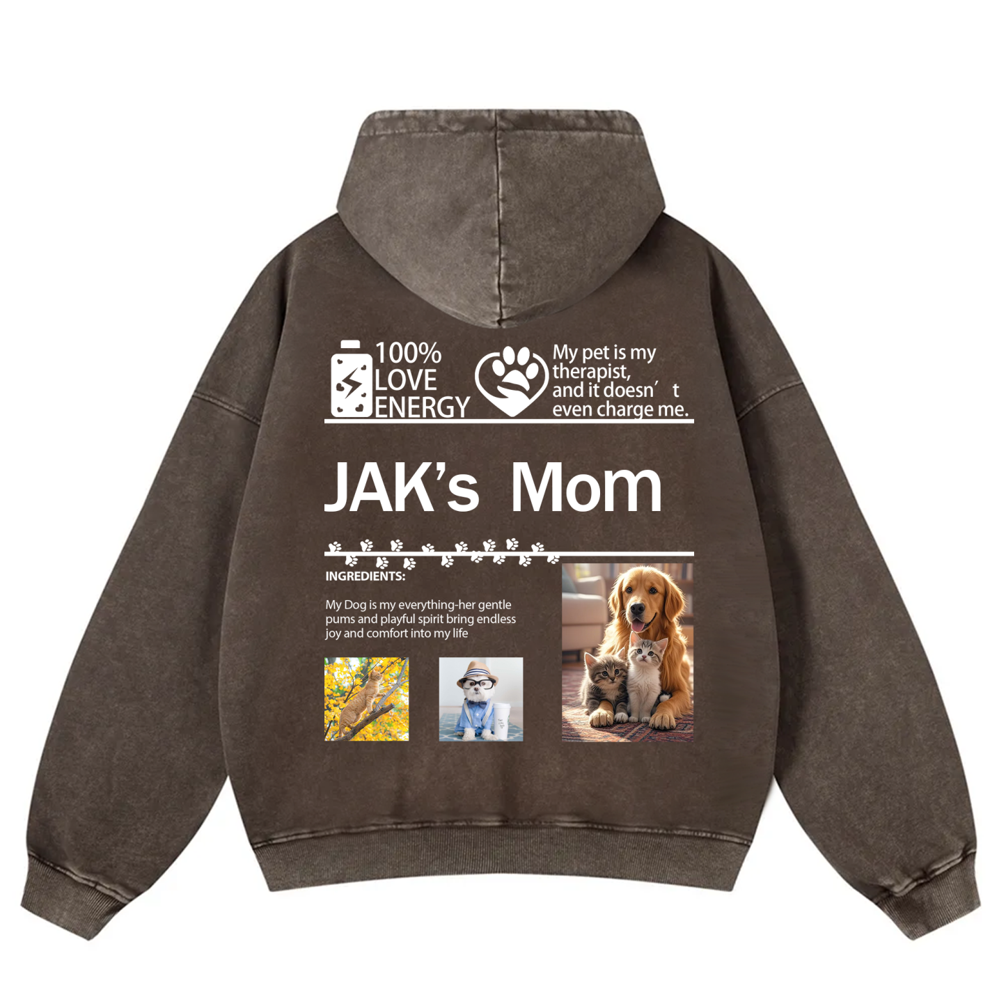 Pet Photo Creative Customized Unisex Washed Hoodie