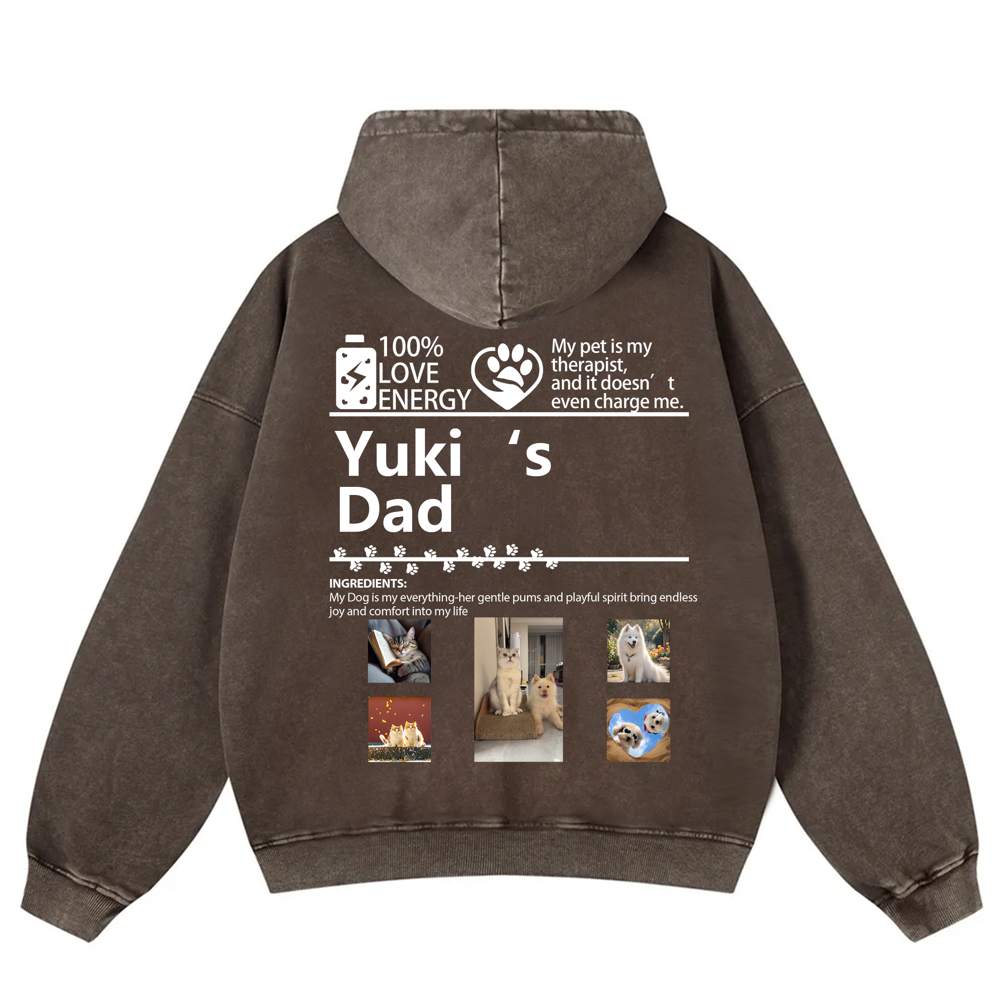 Pets Photos Creative Customized Unisex Washed Hoodie