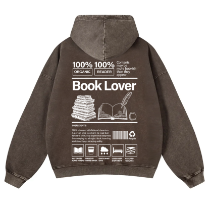 Book Lover Washed Hoodie wearishow