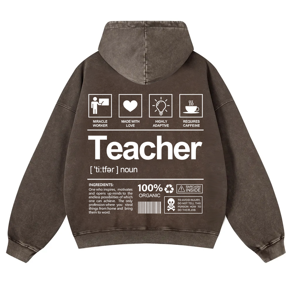 Teacher Washed Hoodie wearishow