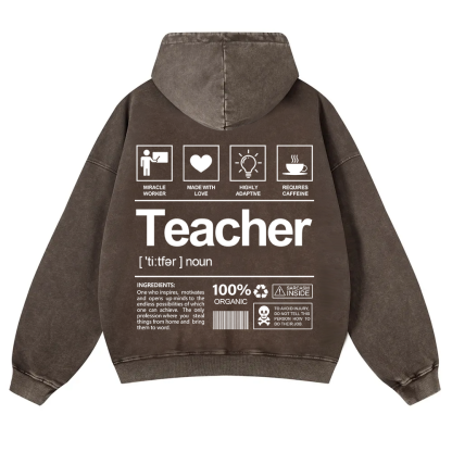 Teacher Washed Hoodie wearishow