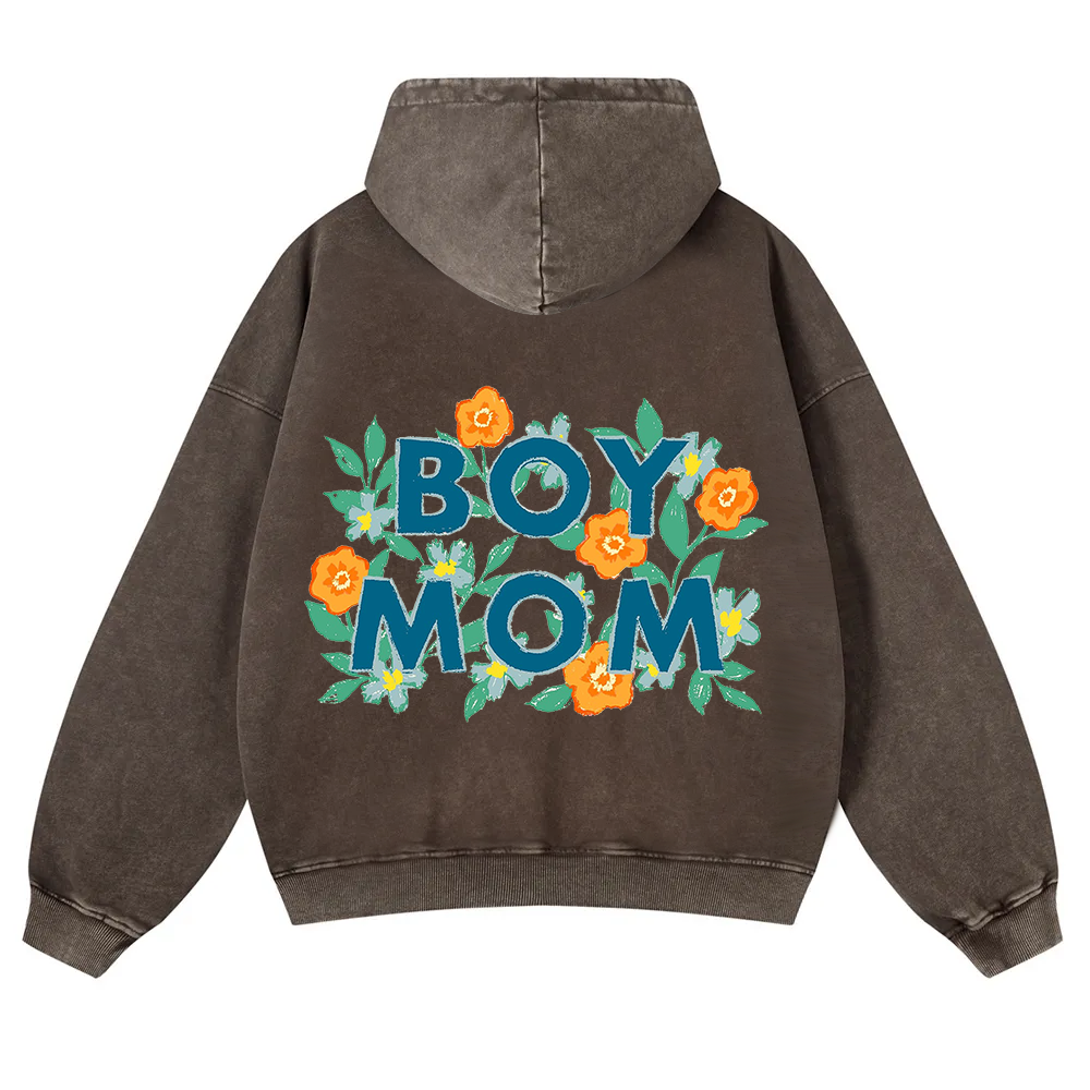 Boy Mom Washed Hoodie wearishow