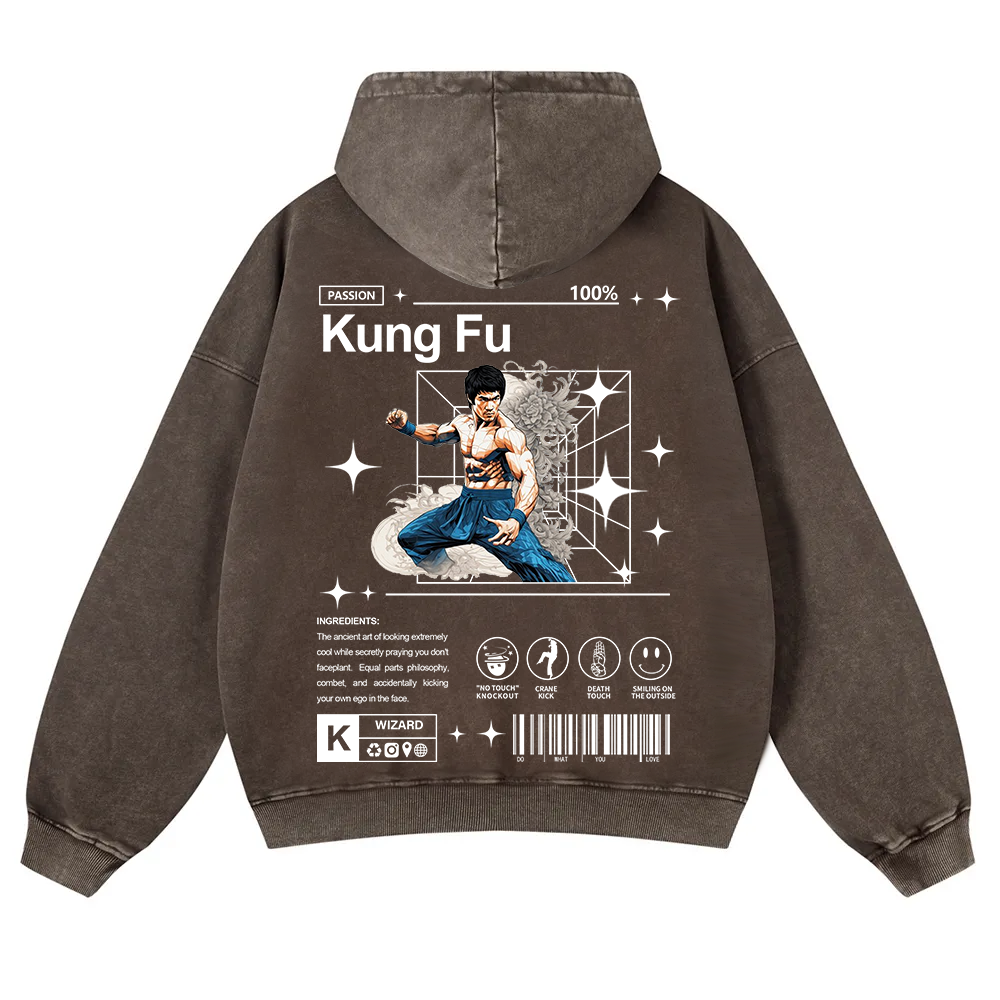 Kung Fu Washed Hoodie wearishow
