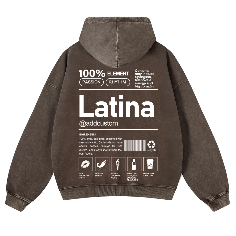 Latina Addcustom Unisex Fit  Washed Hoodie wearishow