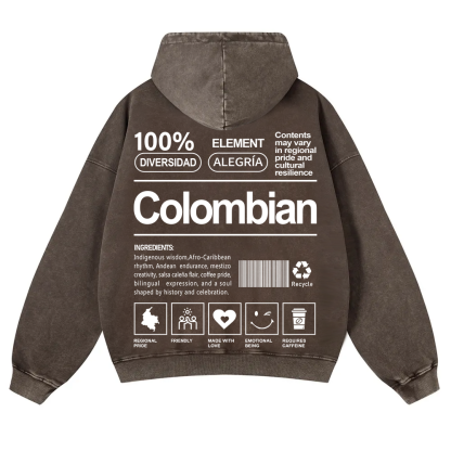Colombian Unisex Fit  Washed Hoodie wearishow