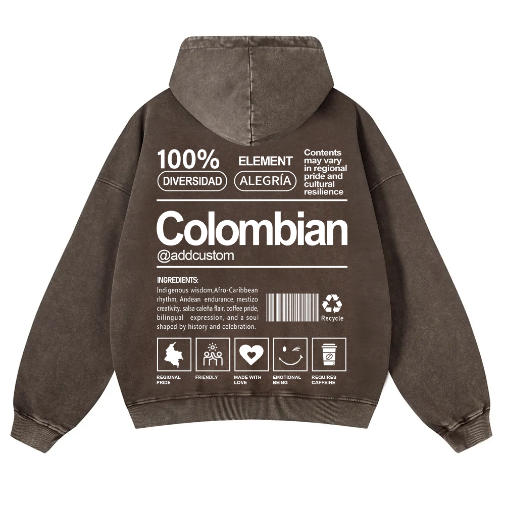 Colombian Addcustom Unisex Fit  Washed Hoodie wearishow