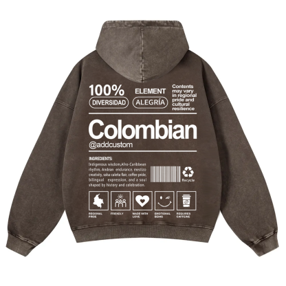 Colombian Addcustom Unisex Fit  Washed Hoodie wearishow