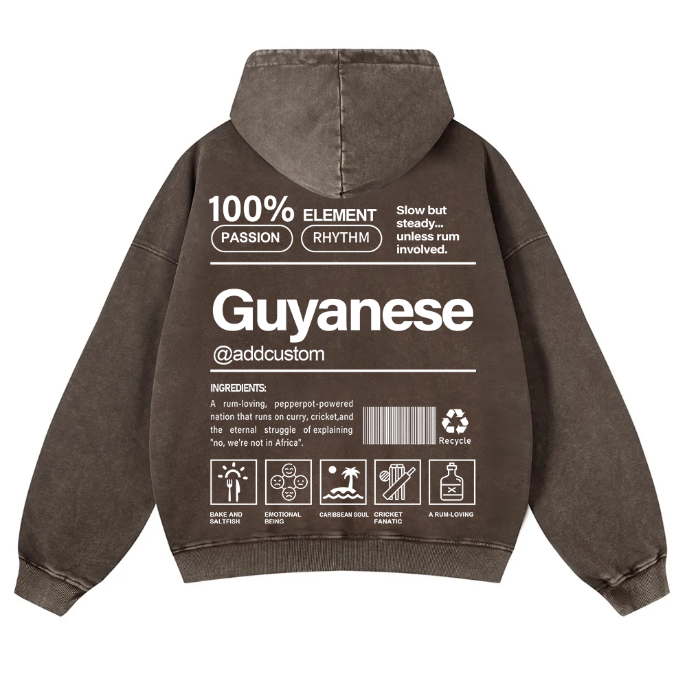Guyanese Addcustom Unisex Fit  Washed Hoodie wearishow