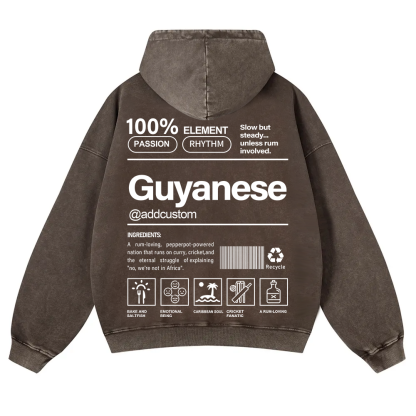 Guyanese Addcustom Unisex Fit  Washed Hoodie wearishow