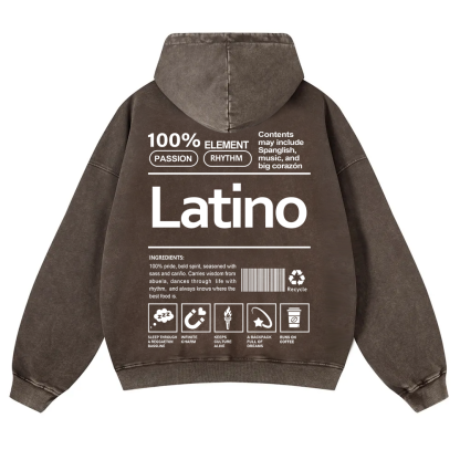 Latino Unisex Fit  Washed Hoodie wearishow