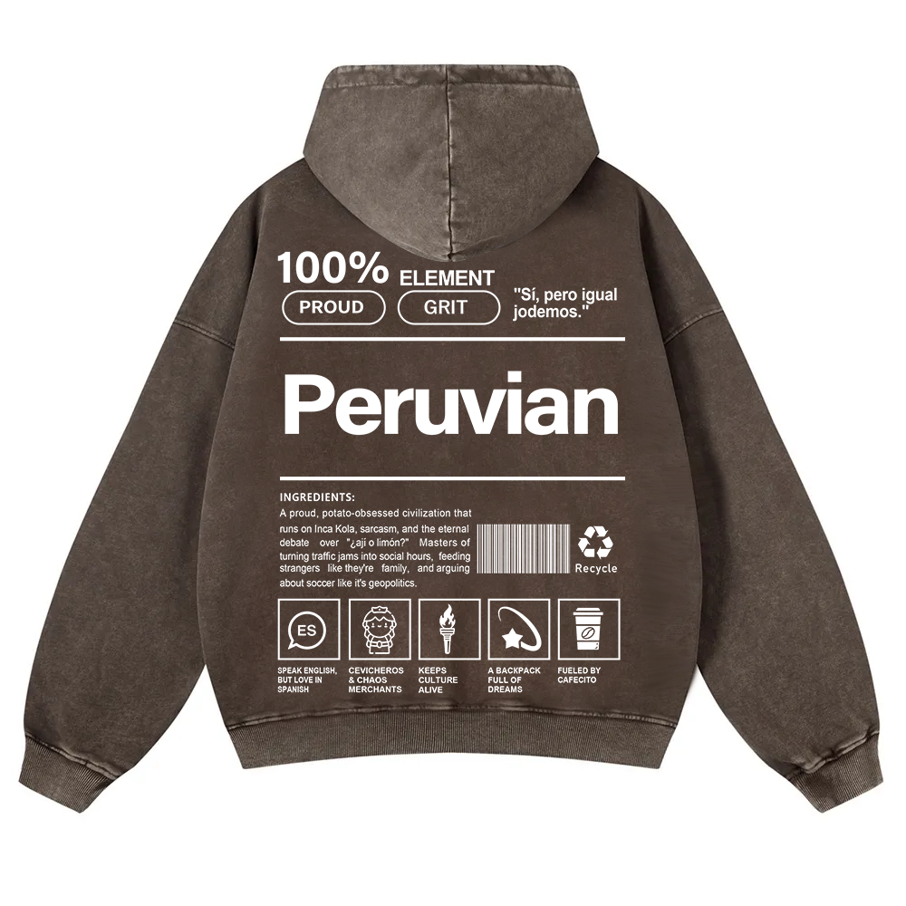 Peruvian Unisex Fit  Washed Hoodie wearishow