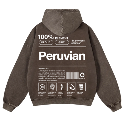 Peruvian Unisex Fit  Washed Hoodie wearishow
