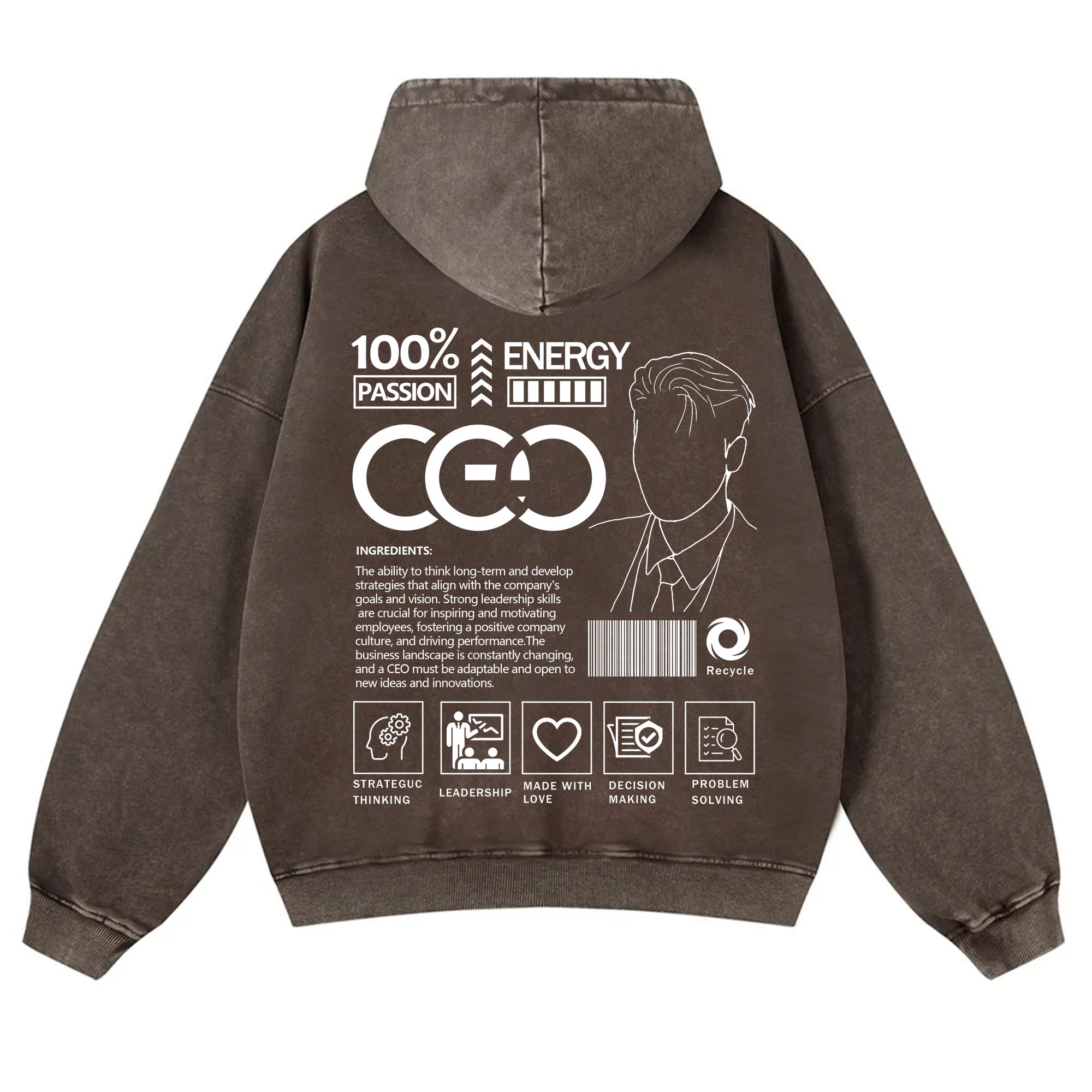 CEO  Unisex Fit Vintage Washed Hoodie