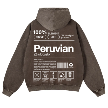 Peruvian Addcustom Unisex Fit  Washed Hoodie wearishow