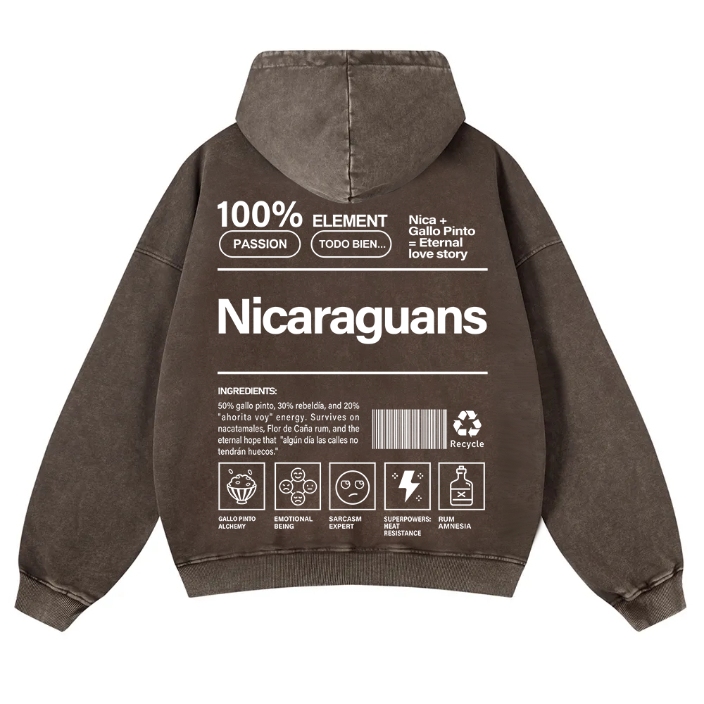 Nicaraguans Unisex Fit  Washed Hoodie wearishow