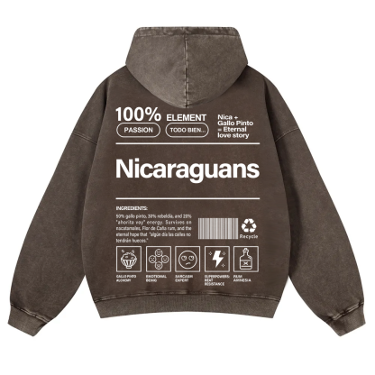 Nicaraguans Unisex Fit  Washed Hoodie wearishow