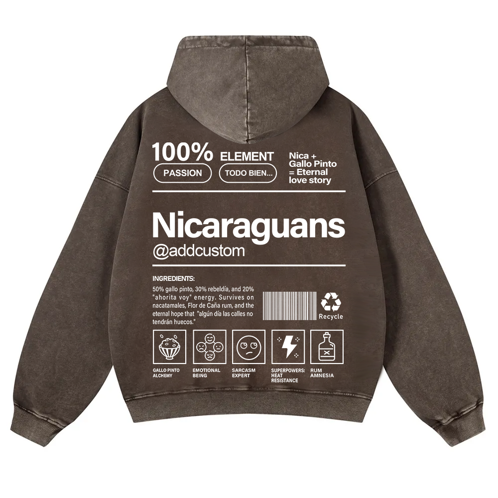 Nicaraguans Addcustom Unisex Fit  Washed Hoodie wearishow