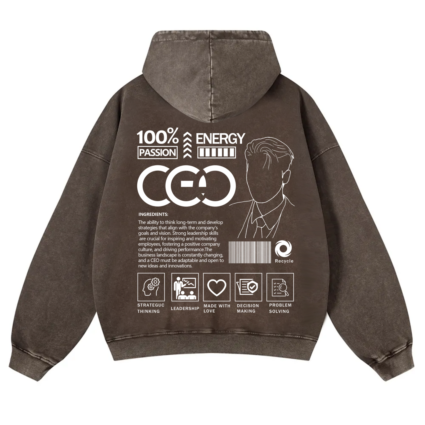 CEO  Unisex Fit Vintage Washed Hoodie