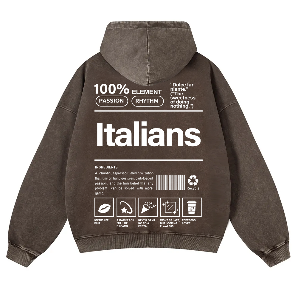Italians Unisex Fit  Washed Hoodie wearishow