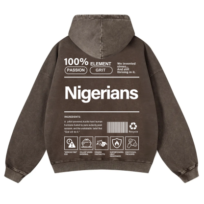 Nigerians Unisex Fit  Washed Hoodie wearishow