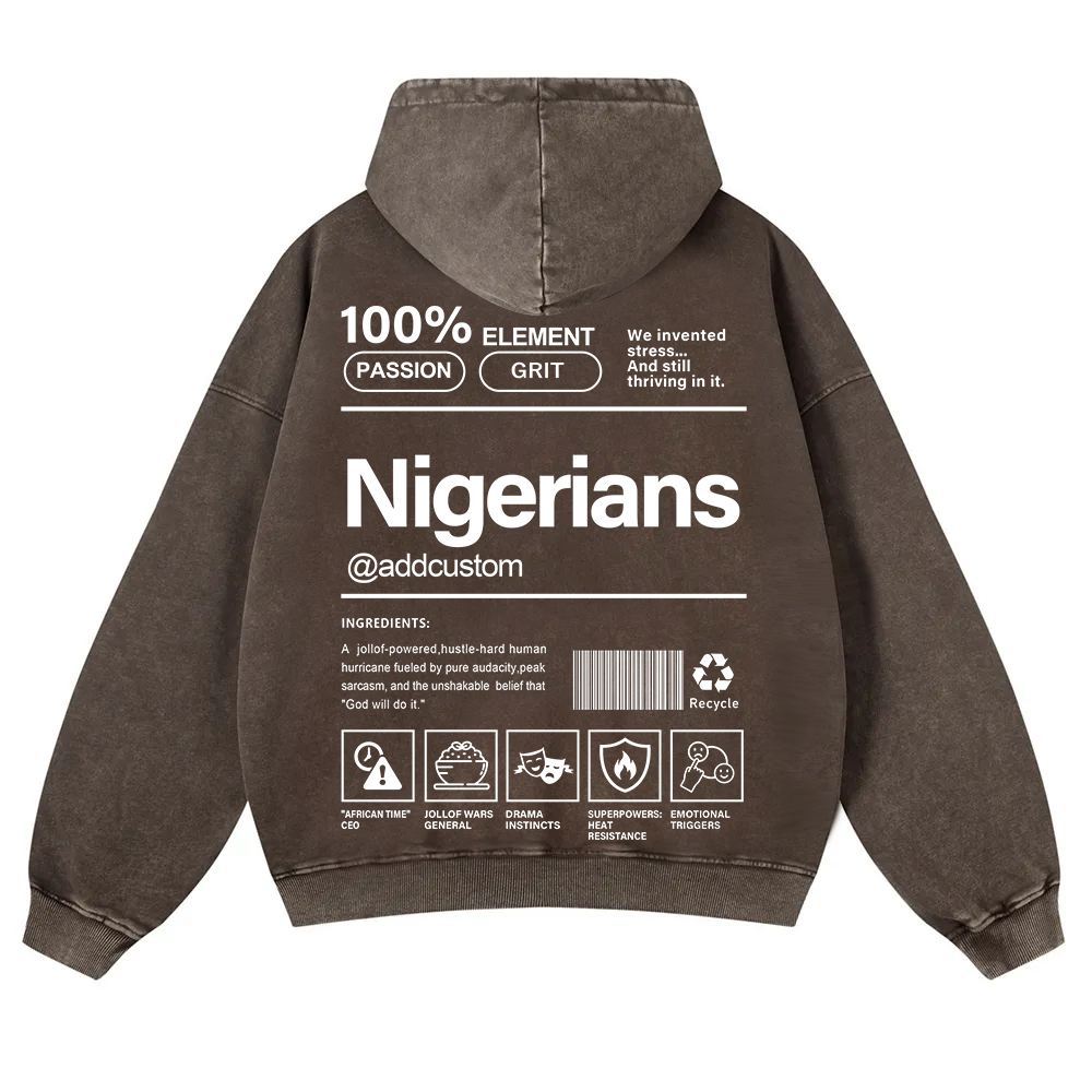 Nigerians Addcustom Unisex Fit  Washed Hoodie wearishow