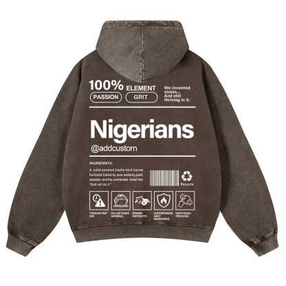 Nigerians Addcustom Unisex Fit  Washed Hoodie wearishow