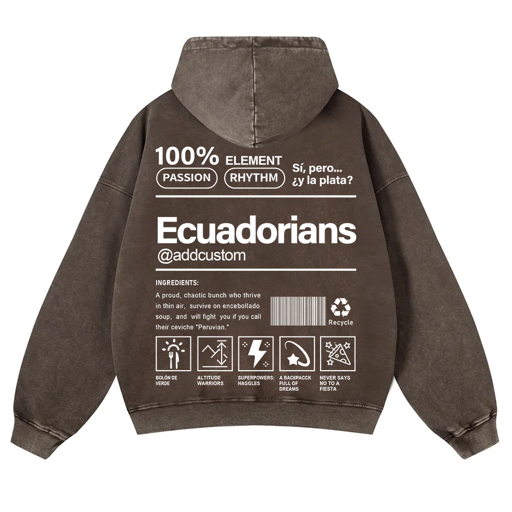 Ecuadorians Addcustom Unisex Fit  Washed Hoodie wearishow