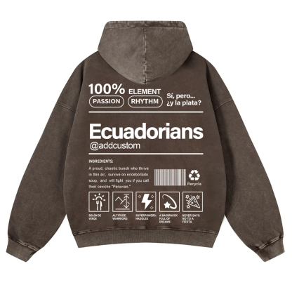 Ecuadorians Addcustom Unisex Fit  Washed Hoodie wearishow