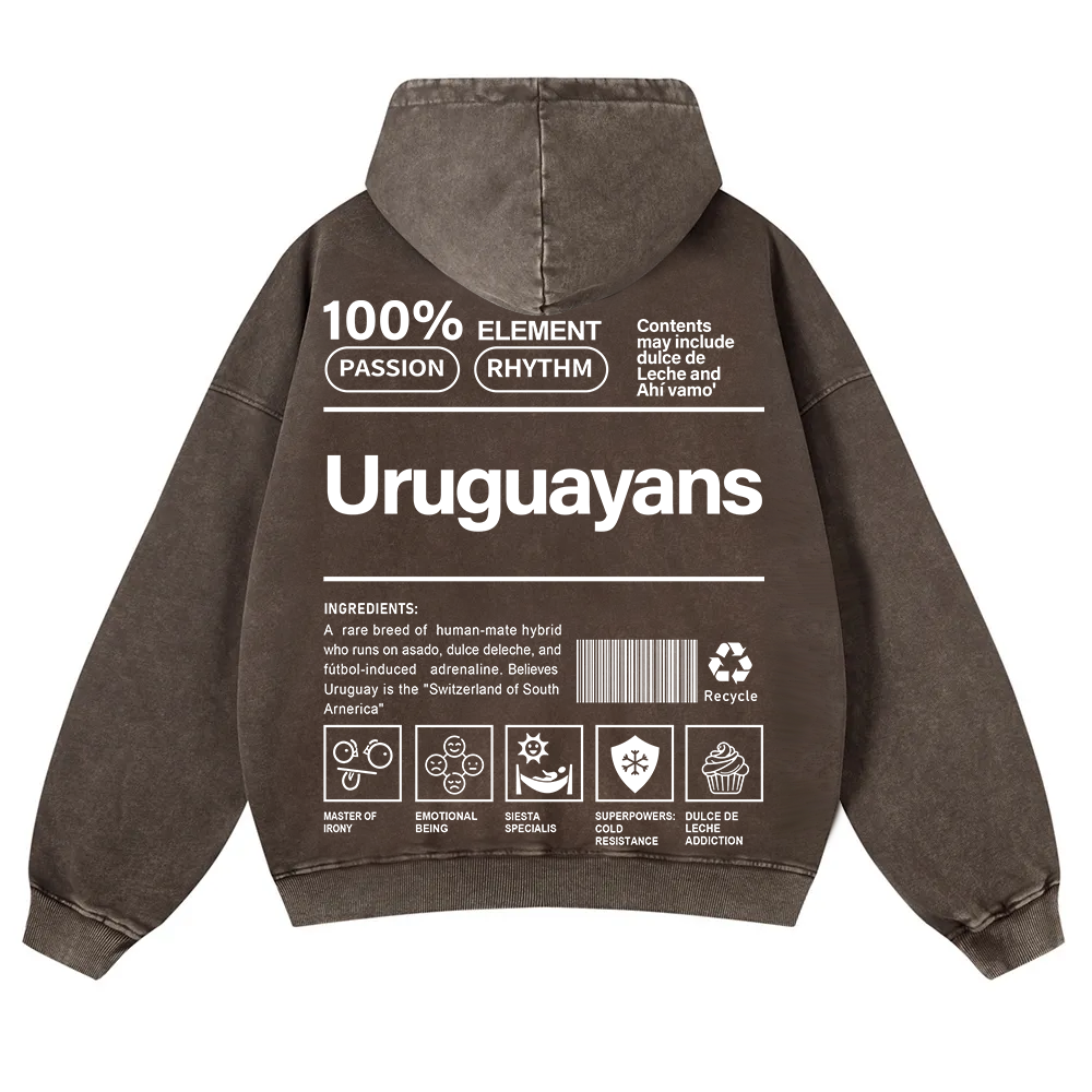 Uruguayans Unisex Fit  Washed Hoodie wearishow