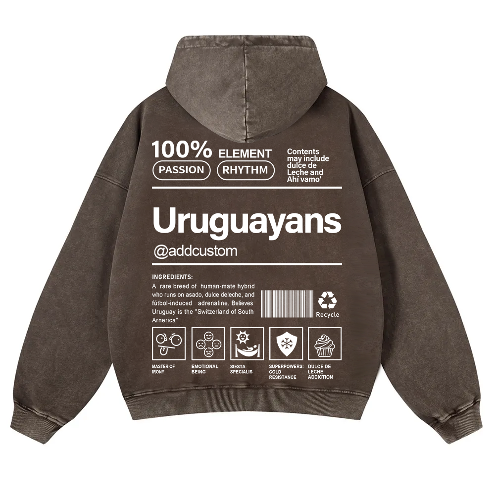 Uruguayans Addcustom Unisex Fit  Washed Hoodie wearishow