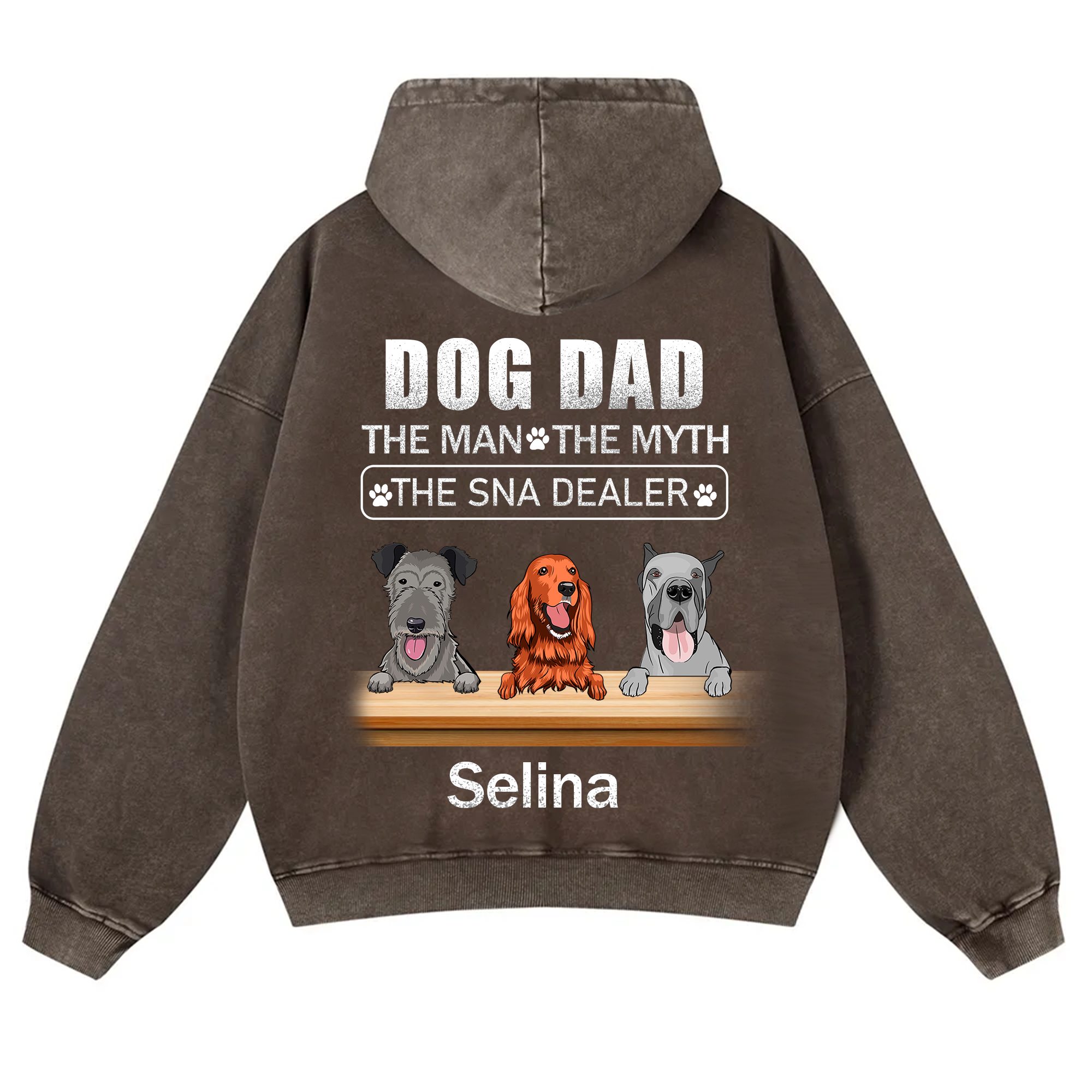 Dog Dad The Man The Myth The Snack Dealer - Personalized Custom Unisex Washed Hoodie