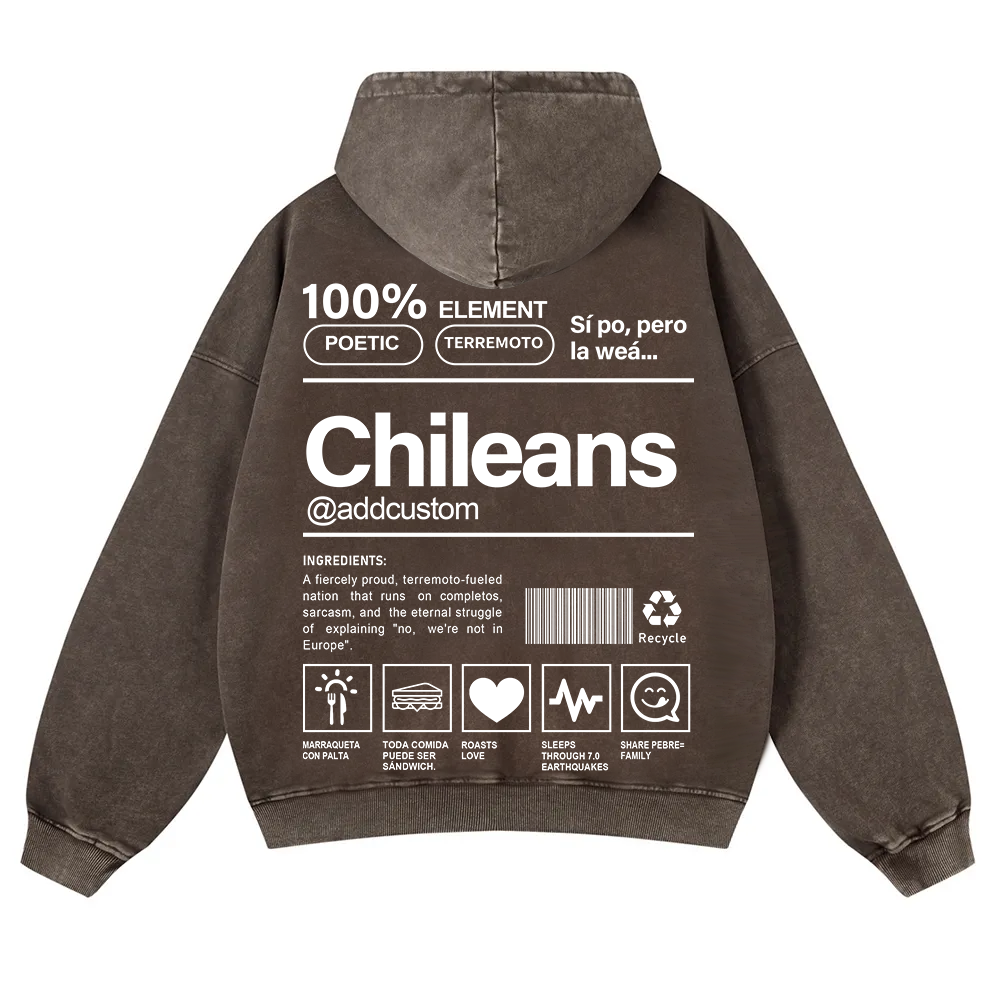 Chileans Addcustom Unisex Fit  Washed Hoodie wearishow