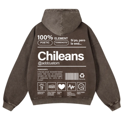 Chileans Addcustom Unisex Fit  Washed Hoodie wearishow