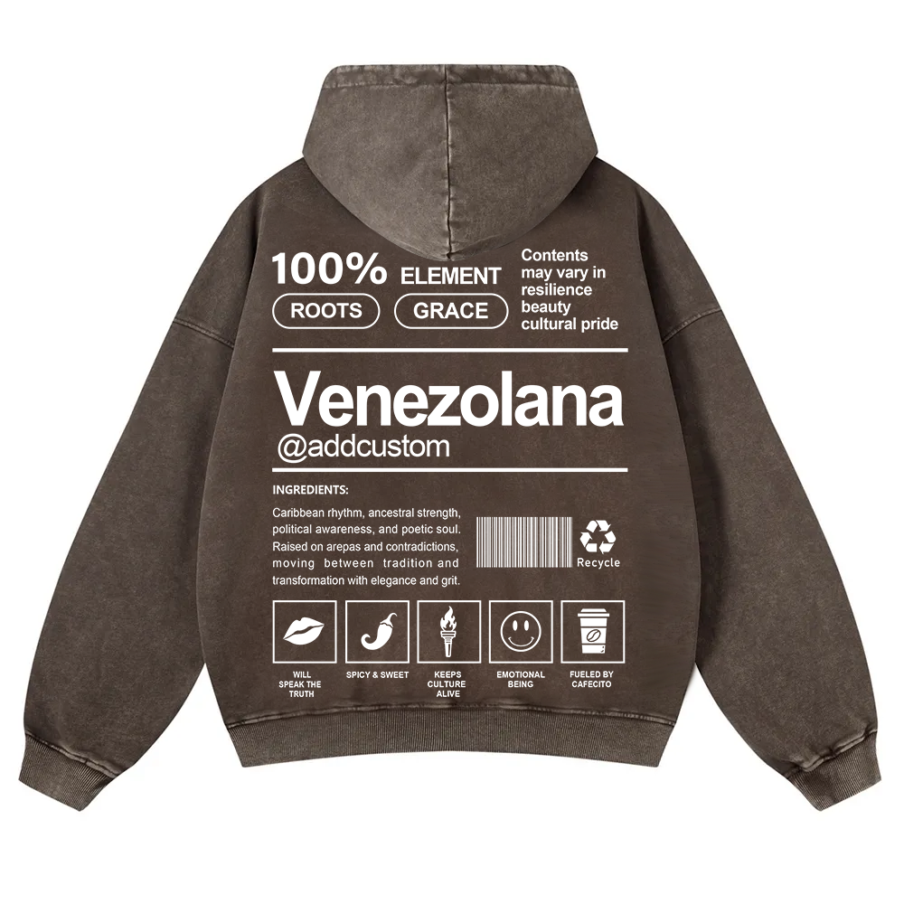 Venezolana Addcustom Unisex Fit  Washed Hoodie wearishow