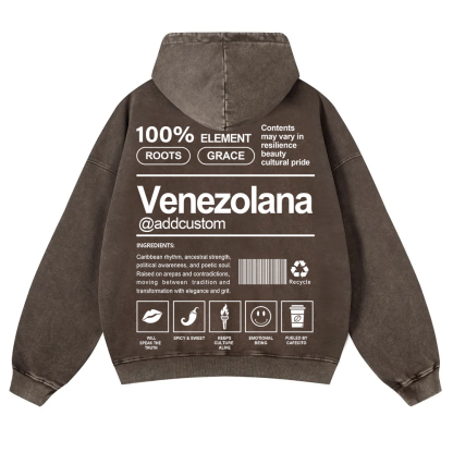 Venezolana Addcustom Unisex Fit  Washed Hoodie wearishow