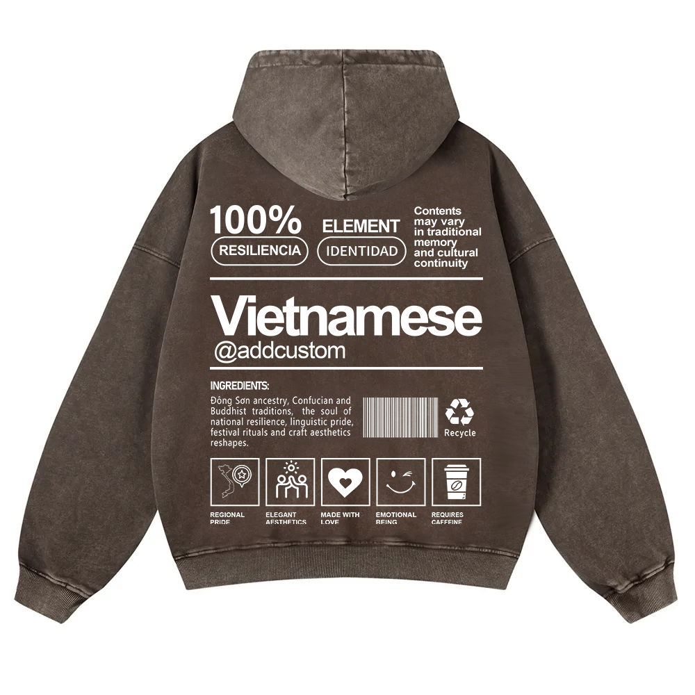 Vietnamese Addcustom Unisex Fit  Washed Hoodie wearishow