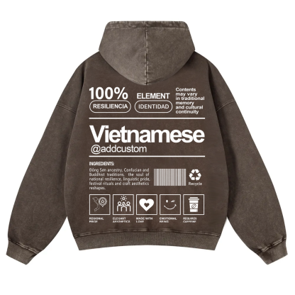 Vietnamese Addcustom Unisex Fit  Washed Hoodie wearishow