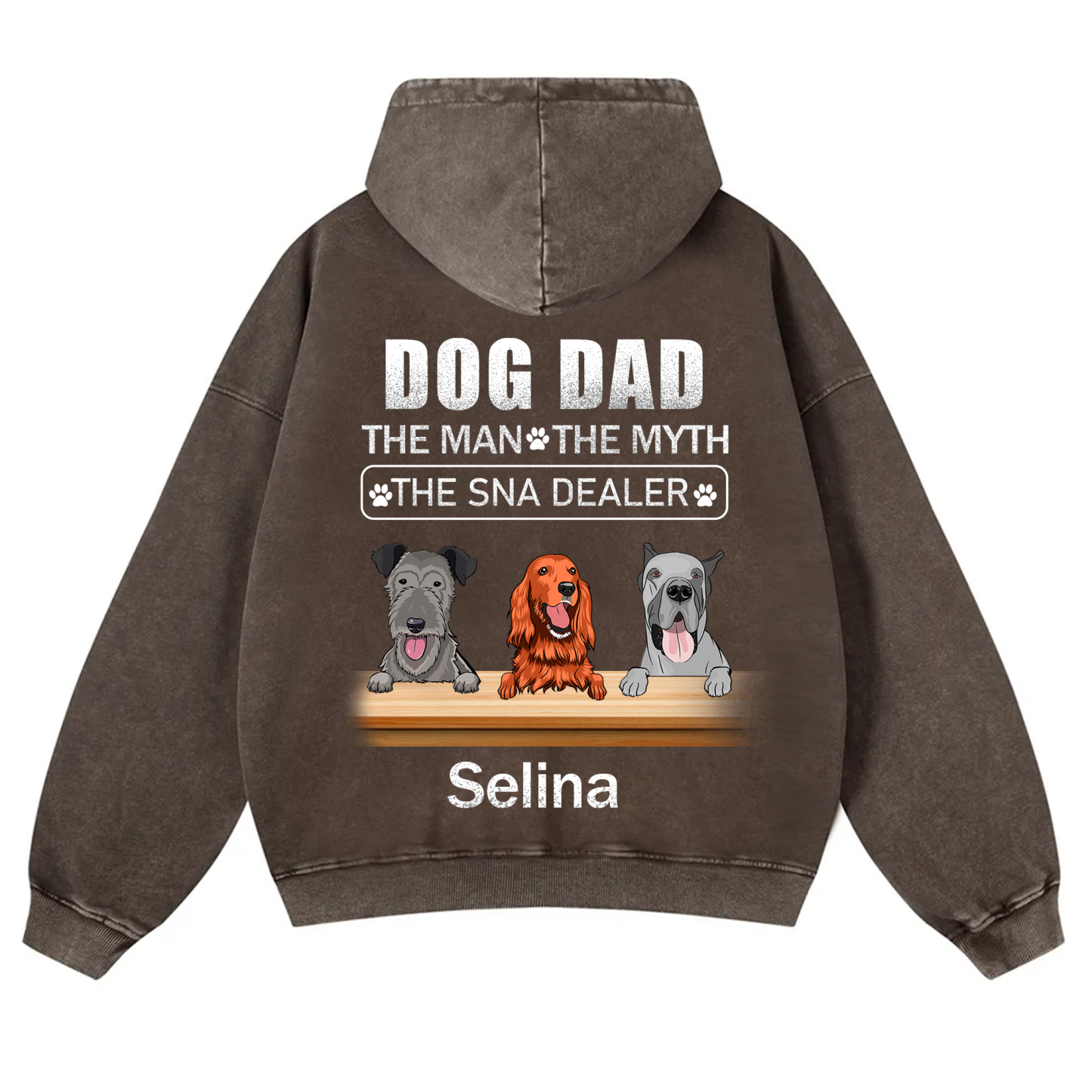 Dog Dad The Man The Myth The Snack Dealer - Personalized Custom Unisex Washed Hoodie