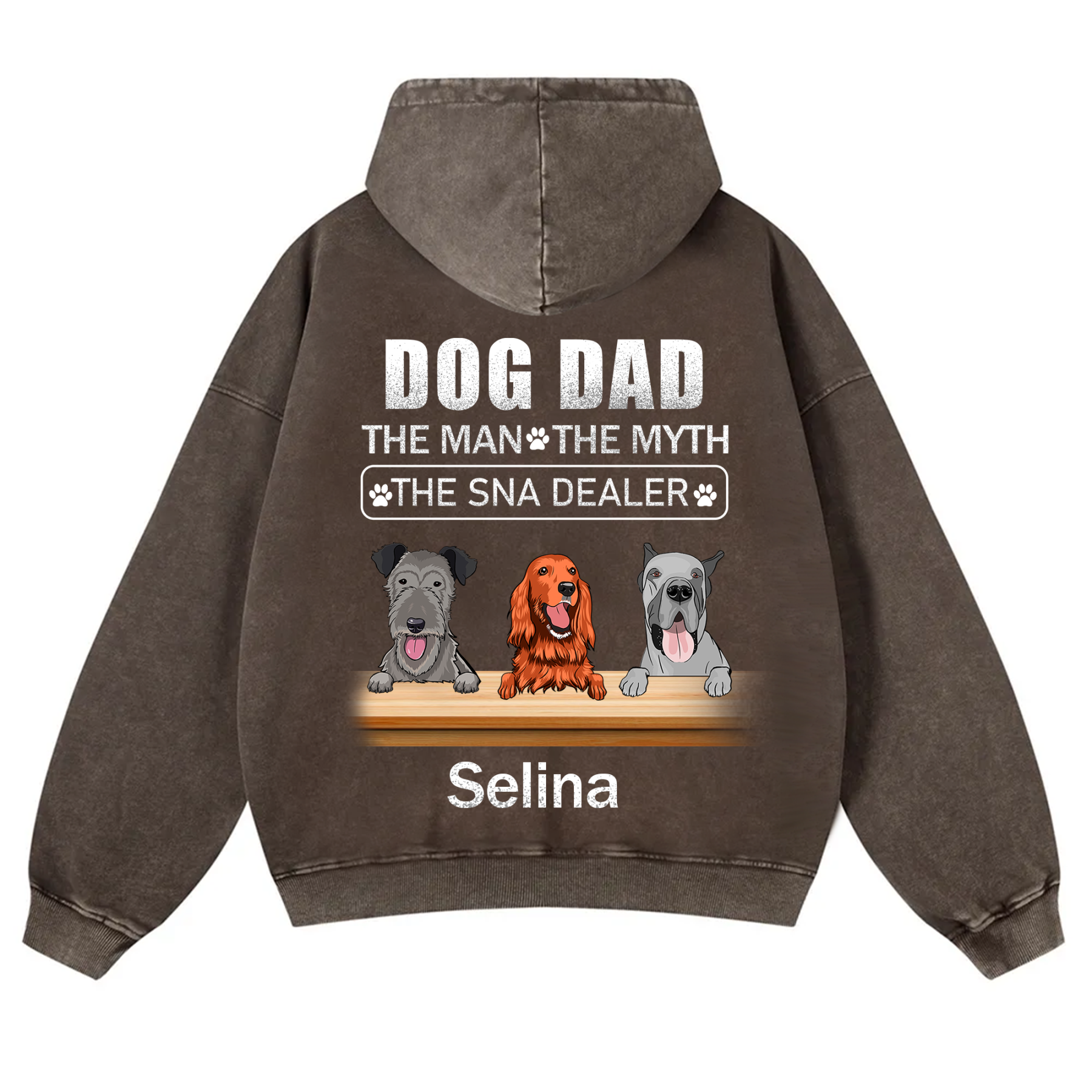 Dog Dad The Man The Myth The Snack Dealer - Personalized Custom Unisex Washed Hoodie
