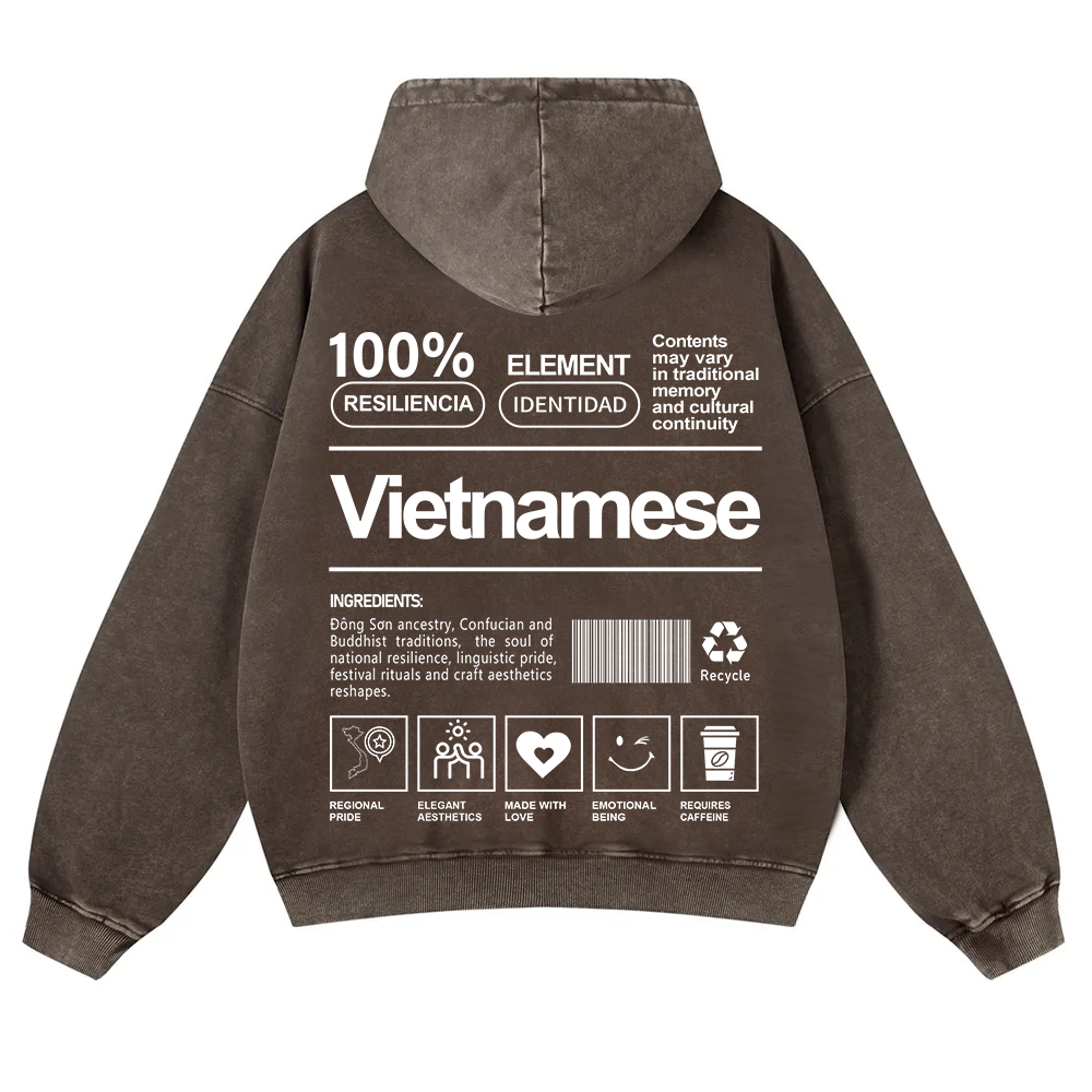 Vietnamese Unisex Fit  Washed Hoodie wearishow
