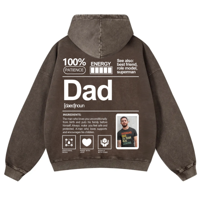 Addcustom Photo Dad Vintage Washed Hoodie