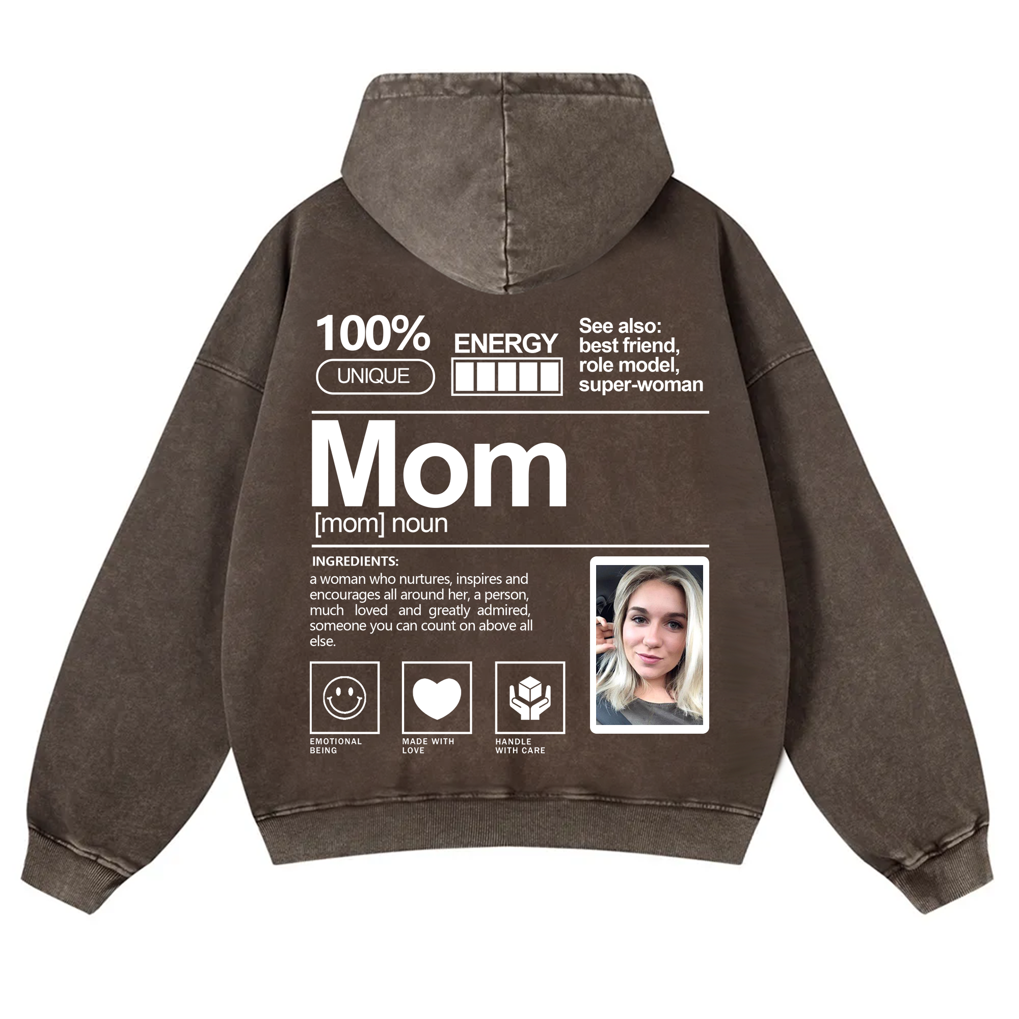 Addcustom Photo Mom Vintage Washed Hoodie